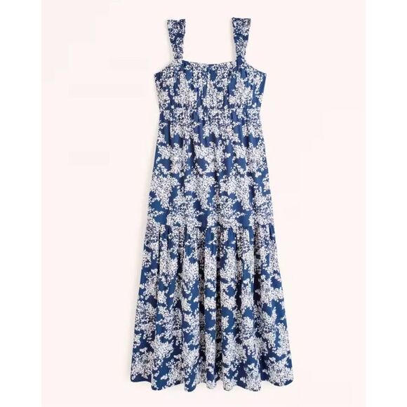 Abercrombie & Fitch Dresses & Skirts - Abercrombie & Fitch Back Poplin Maxi Dress size S Navy White Floral